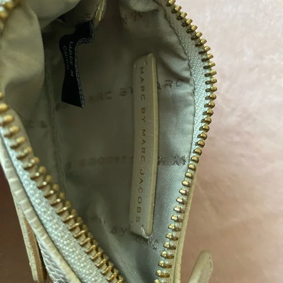 Marc by Marc Jacobs polka dot lizard skin effect coin purse zip card pouch - Picture 5 of 7